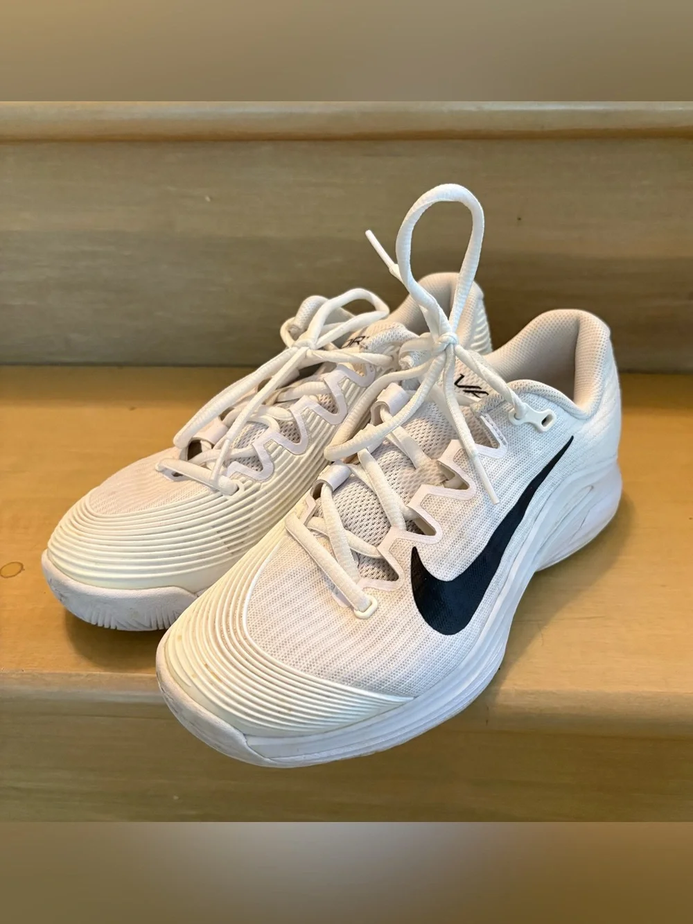 Nike vapor tennis White Sneakers with Black Swoosh Accent
